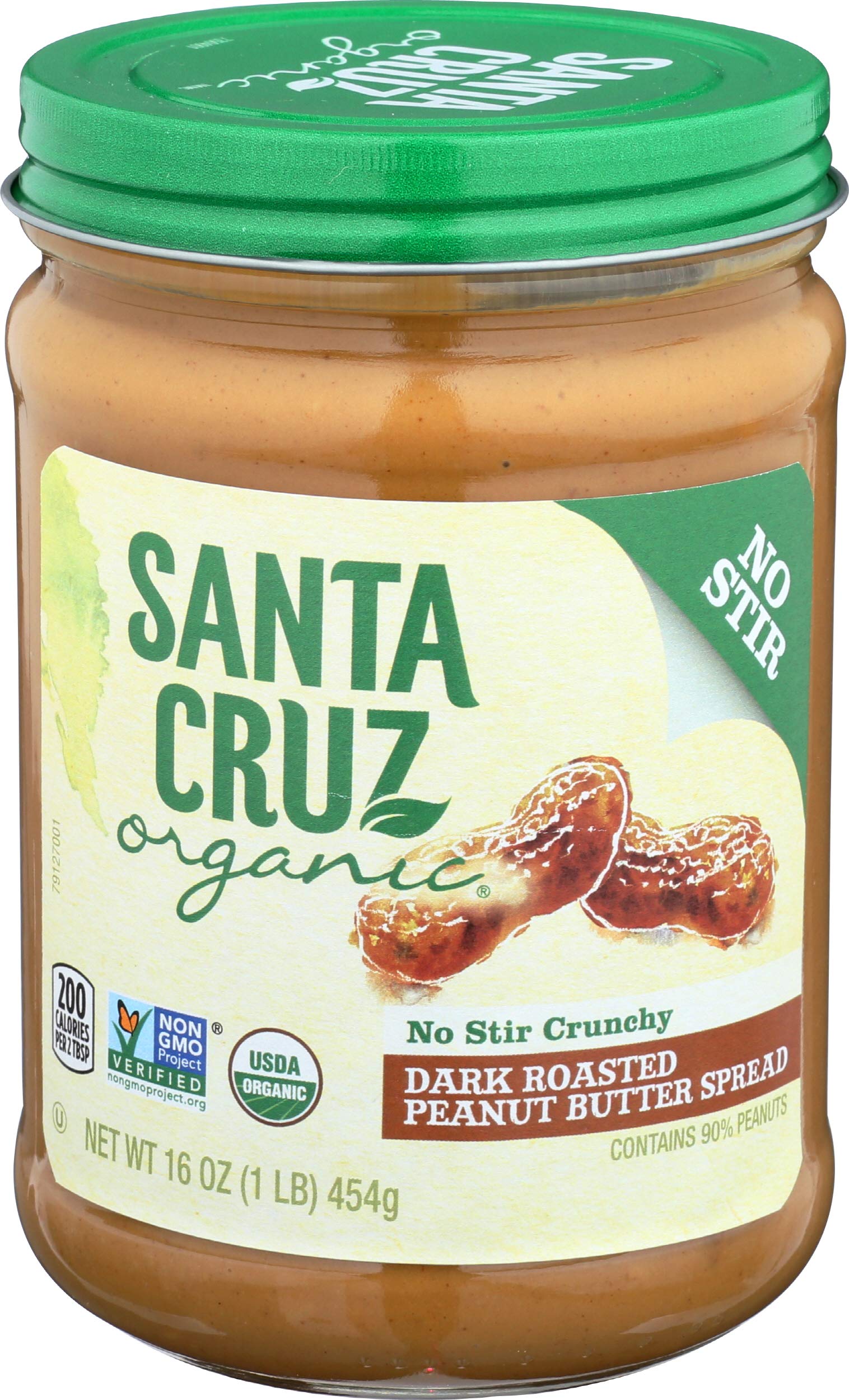 Santa Cruz ORGANIC Peanut Butter Dark Roasted Crunchy No Stir 16 oz